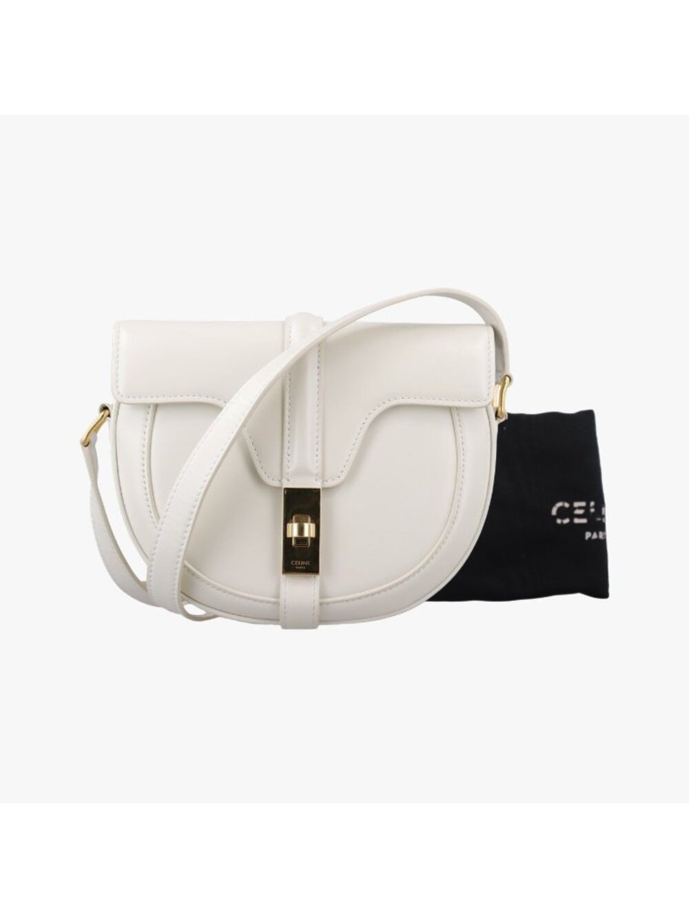 Celine Small Besace White Leather Shoulder Bag